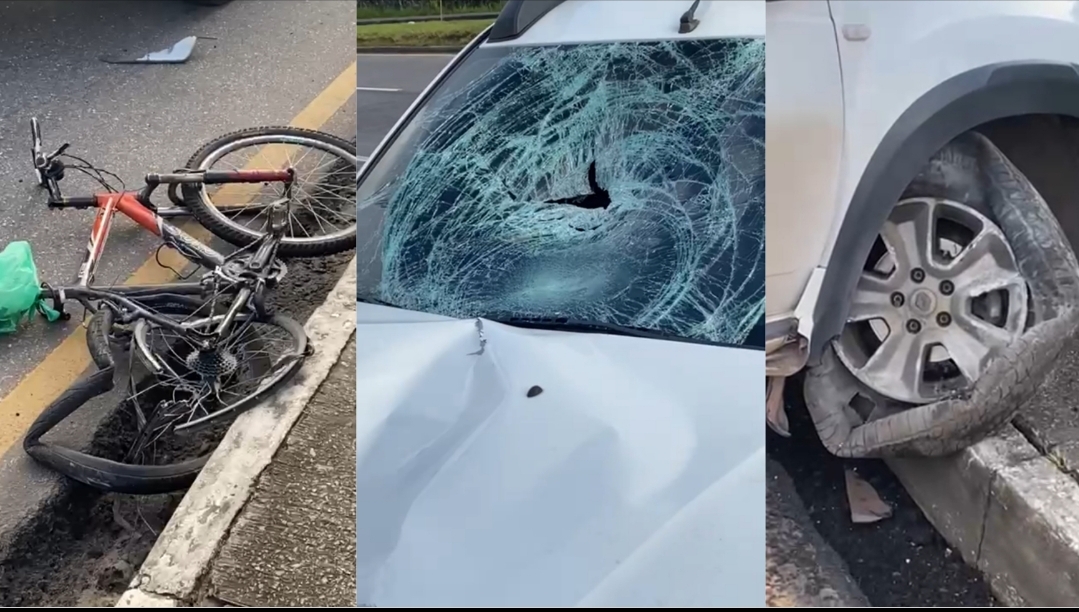 Em colisão com BMW, ciclista morre e pedestre é atingido por
